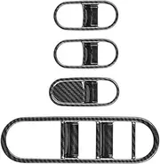 Clynex Window Glass Lift Button Cover Trim, for Hyundai, Aini Krypton 5 IONIQ 2022+ B Car Carbon Fiber Door Armrest Panel Switch Window Control Trim Car Window Switch Cover