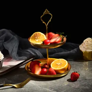 歐式輕奢 雙層圓形串盤 鐵盤 展示 收納 蛋糕台 甜品台 糖果 餅乾 水果盤 首飾收納 【RI2910】《Jami》