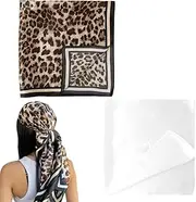 [YALLNASL] Leopard Print Scarf Head Wrap Scarf Square Silk Scarf Leopard Headscarf for Women Christmas Xmas Gifts Neck Scarves