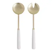 Amalfi Salad Servers Set of 2 Marble and Stainless Steel Serving Spoon and Fork