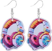[LPYO] Nostalgic 60s 70s 80s Retro Earrings for Women Girls Creative Funny Wooden Television Dangle Earrings Handmade Lightweight Vintage Game console record Drop Earrings