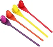 ERINGOGO 4Set Egg Balance Game with Wooden Spoons Fun Relay Race for Indoor and Outdoor Parties Enhances Coordination and Sportsmanship
