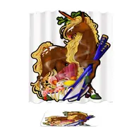 Ramen Noodles Chopsticks Funny Unicorn Shower Curtain
