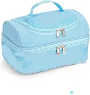 Cute Lunch Bag with Stickers - Cartoon Foldable Double Lunch Bag Large Compartment Lunch Tote Bags Insulated lunch box Bag for Work Travel School
