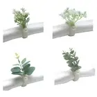 6Pcs Artificial Green Leaf Napkin Serviette Buckles Napkin Holder for Daily