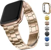 [Fullmosa] Compatible With Apple Watch Band 41mm 40mm 38mm, Upgraded Version Stainless Steel Watch Band/Strap with Case for Apple Watch SE2 SE Series 9/8/7/6/5/4/3/2/1, 38mm 40mm 41mm Rose Gold