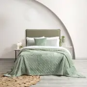 Renee Taylor Heston Queen/King Blanket 480GSM Velvet Sherpa Eucalyptus