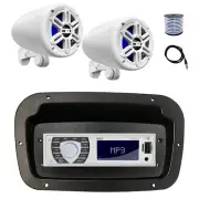 Pyle Marine Receiver,Adapter,Spa Bezel, Antenna,Wire, 2x 4" 150W White Speakers