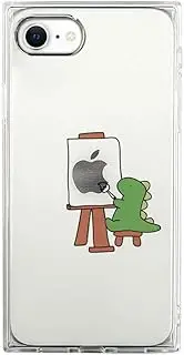 AKAN AK18878i9 iPhone SE (3rd Generation/2022) Case, Soft Square Case, Dinosaur Painter, Green (Aikan), iPhone Cover, Cube Case, Corner Protection, Drop Prevention, Strap Hole, Wireless Charging