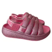 Newt UGG K Sport Yeah Girls Size 6/ Womens 8 Pink Glitter Chunky Sandals