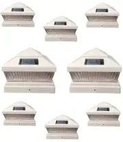 Solar Post Cap Light 8 Pcs 4x4 Solar White Color Square 5 LED Bulbs Fence Light