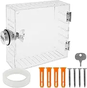 Universal Thermostat Lock Box with Key Thermostat Guard Box with Coded Lock Clear Acrylic Thermostat Guard for Thermostat on Wall Lockable Thermostat Cover Thermostat Protective Cover (15x15x15cm)