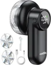 Rechargeable Fabric Shaver, Lint Shaver with Digital Display, Sweater Black