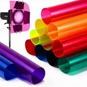 Barydat 12 Pcs Colored Gel Light Filter Transparent Color Film Overlays Correction Lighting Filters for Christmas Landscape LED Light Reading Photo Studio Headlight Film (Colorful,16 x 20)
