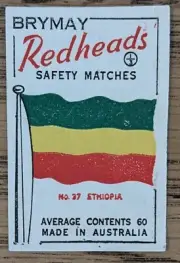 1957 Brymay Redheads Unused Label Flags Around the World #37 Ethiopia NM.