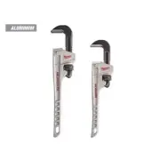 Milwaukee Pipe Wrench Set Ergonomic Handle Durable Adjustable Aluminum (2-Piece)