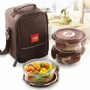 Seal O Fresh Borosilicate Microwavable Glass Lunch Box Round 3 Pieces