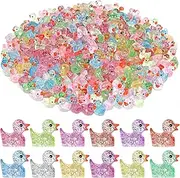 GOKUPOK 60 Pcs Glitter Mini Resin Ducks 12 Colors Little Duck Figures Tiny Ducks for DIY Garden Micro Landscape Aquarium Potted Dollhouse Decoration Decor