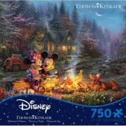 Thomas Kinkade Disney Mickey & Minnie Sweetheart Campfire 750 Pc Puzzle NEW