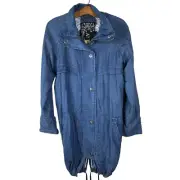 Anthropologie My Anorak Jacket Chambray Snap Front Full Zip Blue Size XS NEW