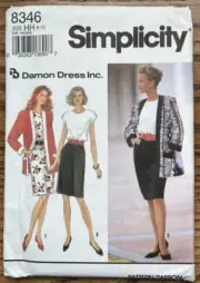 Simplicity Pattern 8346 Misses' Dress & Unlined Jacket Sz 6-12