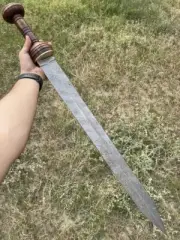 Legion Gladiator Roman Gladius Sword Hand Forged Damascus Steel Blade | Leather