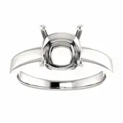 Sterling Silver Cushion Cut Solitaire Ring Setting - Claw Style Ring Mounting