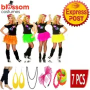 N236 Full Set I Love the 80s T-shirt Skirt Costume 1980s Dance Dress Up Retro