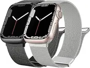 Amzpas Stainless Steel Metal Magnetic Band Compatible with Apple Watch 41mm 45mm 40mm 38mm 42mm 44mm / Series 7 6 5 4 3 2 1 SE, Fashion Braided Mesh Milanese Loop Replacement iWatch Bands Women Men