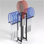 Floor Standing Badminton Racket Display Holder On Wheels, Home Gym Kindergarten Small Space Tennis Racquet Storage Cart - Heavy Duty Steel Frame, Hold 15~20 Racquets