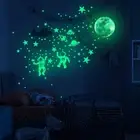 Glowing Moon and Star Decals Space Wall Stickers Astronaut Universe Theme