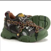 Gucci Flashtrek Hiking Sneakers Graphite Dark Gray Size 37 NIB