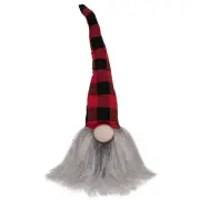 Northlight 16" Small Red and Black Buffalo Plaid Christmas Table Top Gnome