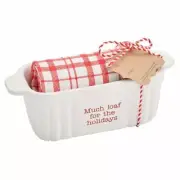 MUCH LOAF HOLIDAY CHRISTMAS Mini Baker Loaf Pan Check Towel Set