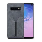 Denior For Samsung Galaxy S10 Leather Case with Elastic Wallet Card Holder Slot Pocket Cover - Grey