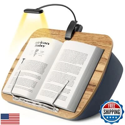HUMANCOZY Reading Book Pillow Stand with 3-Color Adjustable Book Light, Book