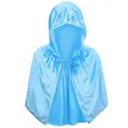 Adult Light Blue Velvet Hooded Cape Capelet - Fantasy FairyTale Princess Costume