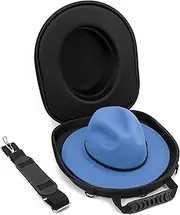 [CASEMATIX] Hat Case for Fedora, Panama, Bowler Hats and More - Hard Shell Hat Travel Case with Carry Strap, Luggage Strap and ID Card Slot, Hat Carrier for Hats with Up to 3" Brim