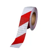 Red and White Reflective Tape Sticker, 25M*5CM Reflective Adhesive Tape High Intensity Reflective Warning Sticker, Waterproof Reflector Tape for