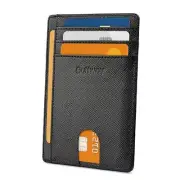 Slim Minimalist Front Pocket RFID Blocking Leather Wallets for Men Cross Black