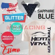 Sapphire Blue Glitter Heat Transfer Vinyl HTV TShirt 10" Iron On Heat Press DG18