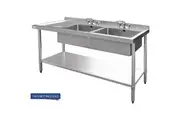 Vogue Double Bowl Sink L/H Drainer