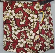 Terry Cycling Skorts Built In Padded Chamois Short Red Hawaiian Size 12 NWT