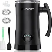 Milk Frother, 4-in-1 Milk Frother and Steamer with Temperature Control & Auto Shut-Off, 11.8oz/350ml Milk Warmer, Hot and Cold Foam Maker for Coffee, Latte, Cappuccinos, Macchiato, Black