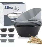 6 PCS Wheat Straw Bowl Sets Unbreakable Cereal Bowl 36 OZ Microwave and Dishwash
