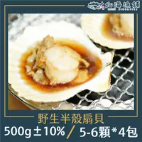 在飛比找鮮拾優惠-【北海漁鋪】 野生半殼扇貝 (5-6顆) 500g±10%/