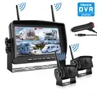 Wireless 2x Reversing Camera Digital 7" DVR Monitor 18 IR IP69 For Truck Caravan