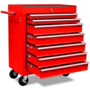 NNEVL Workshop Tool Trolley 7 Drawers Red