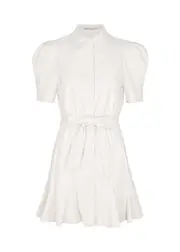 Alice + Olivia Lurlene Faux Leather Mini Dress - Off White - 8 (UK12 / M) 8 (UK12 / M)