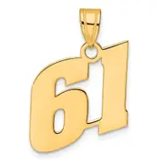 14k Yellow Gold Polished Block Number 61 Pendant